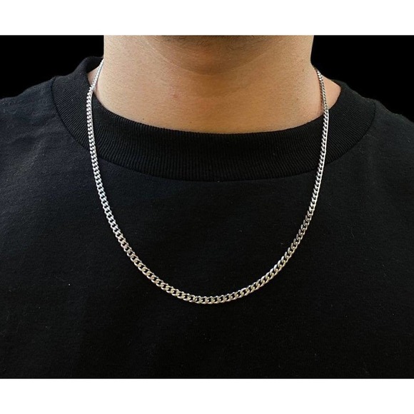 NEW Solid Sterling Silver Curb Chain, Mens Thick Curb Link Chain, 925 Italy - Picture 1 of 4